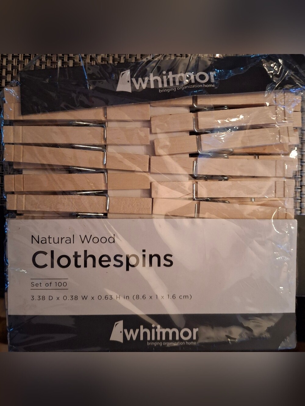 Whitmor Natural Wood Heavy-Duty Clothespins Set of 100 Brand New